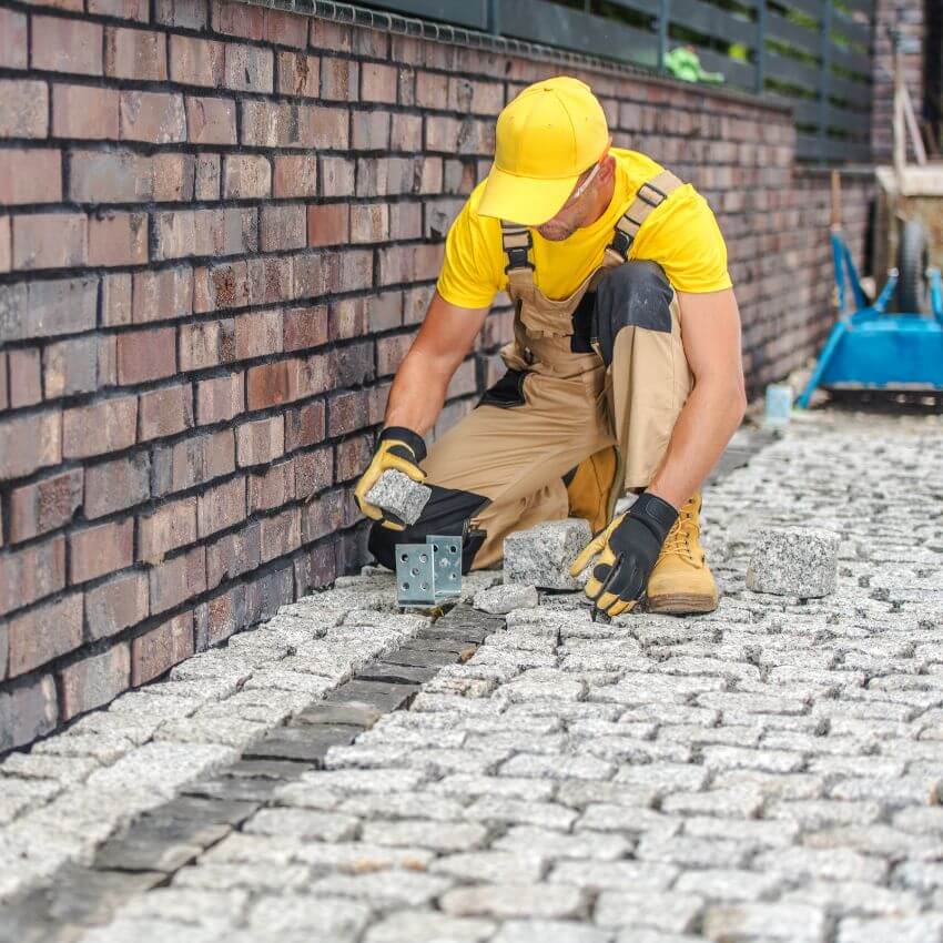 Installation of paving and interlocking elements